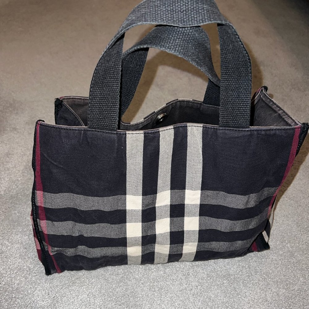 Vintage Burberry Tweed Check Tote Bag - Picture 2 of 5